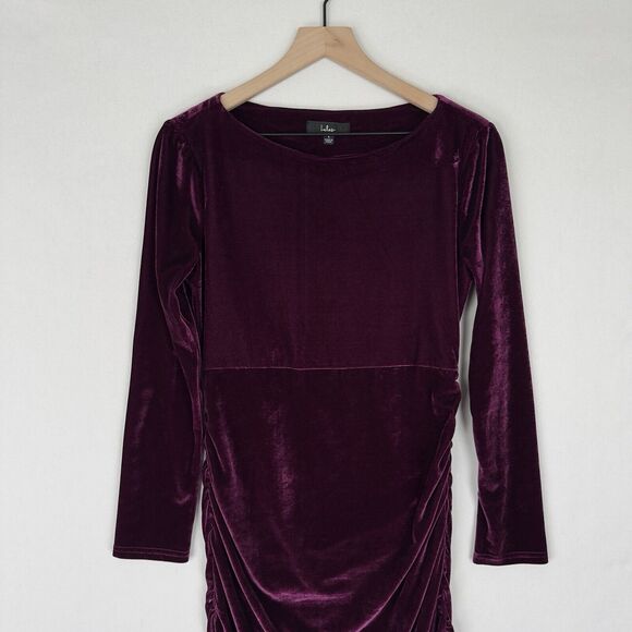 Lulus Dress Womens Large Purple Velvet Ruched Bodycon Fitted Holiday Event Party - Picture 3 of 16